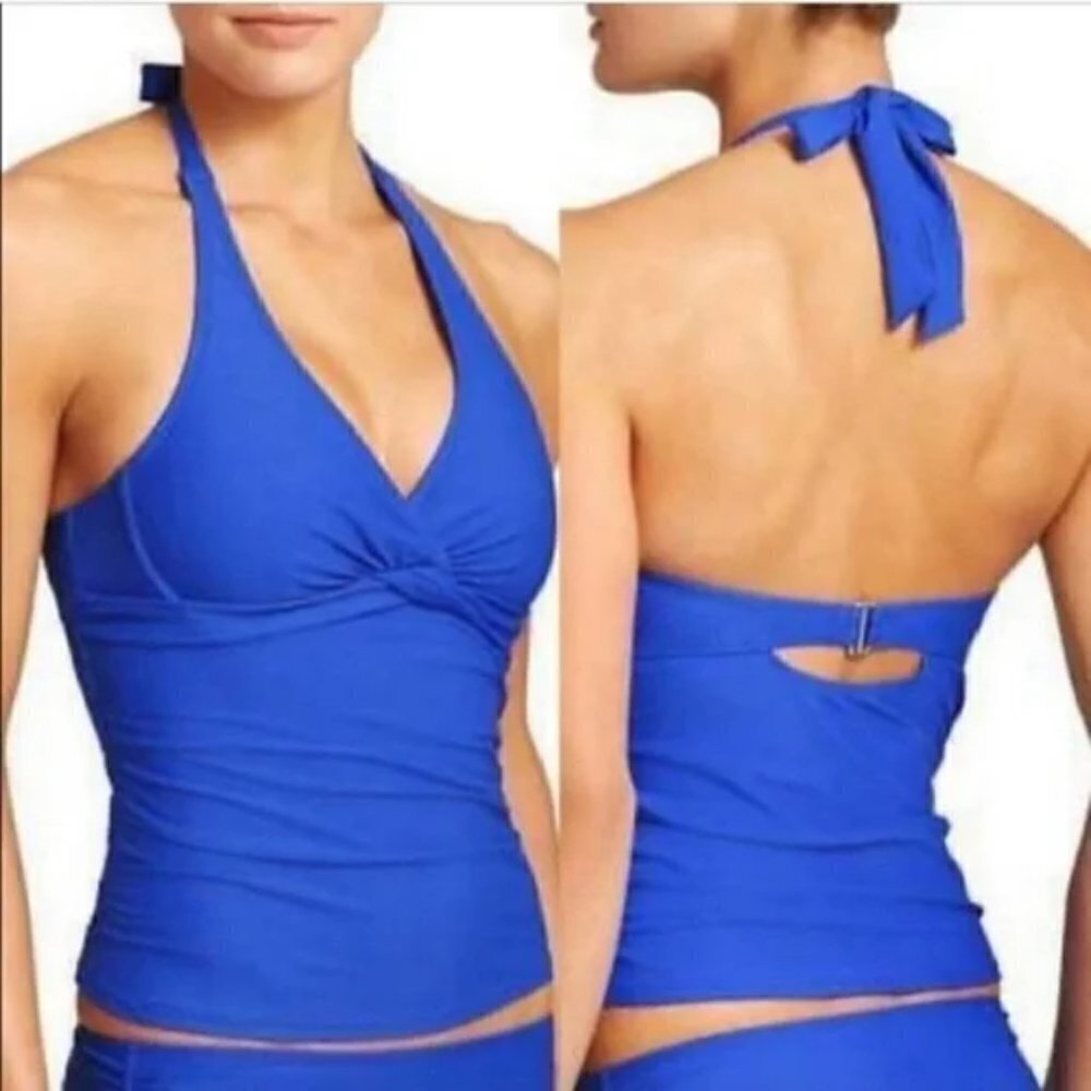 Athleta Blue Tara Halter Tankini Top